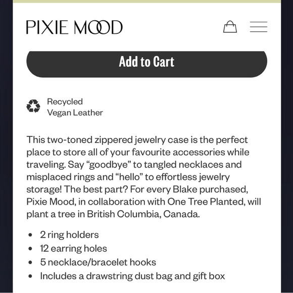 NWT Pixie Mood | Vegan Leather Blake Travel Jewelry Case - Black - Picture 9 of 11